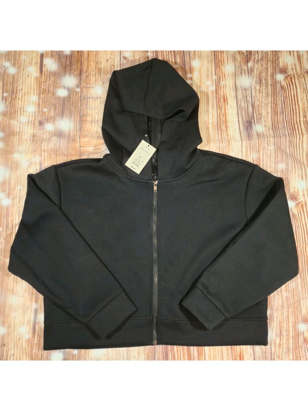 A New Day Hoodie Womens Black Full Zip Sweatshirt Relaxed Fit Cropped XL NWT